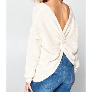 Ivory Twist Back Sweater